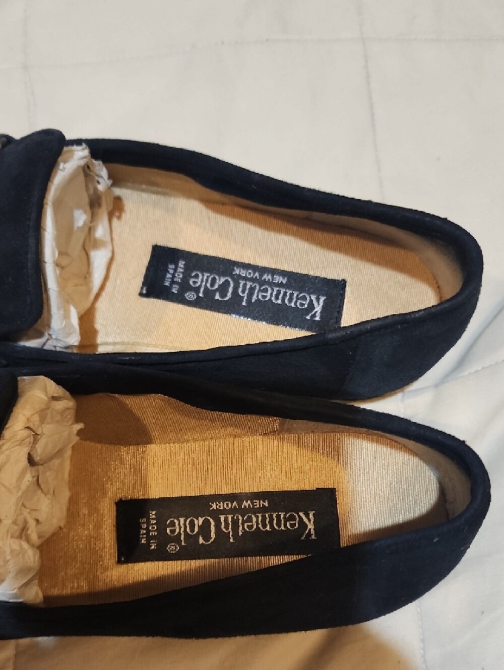 Vintage Kenneth Cole Black Suede Loafers with Floral Metal Accent - Picture 5 of 6